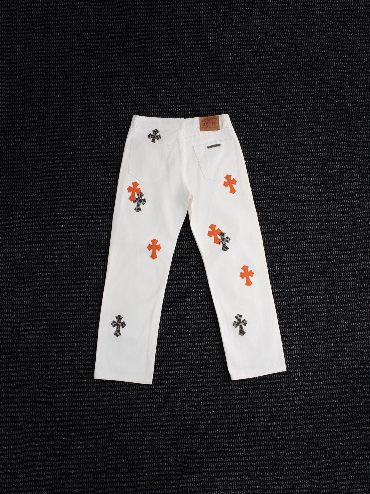 Chrome Hearts Cross Patch White Jeans — back